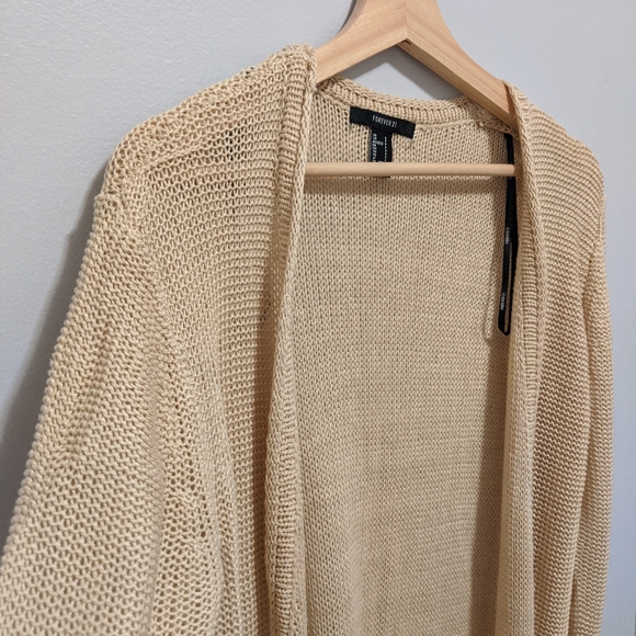 Knitted Cream Open Cardigan - Picture 3 of 5